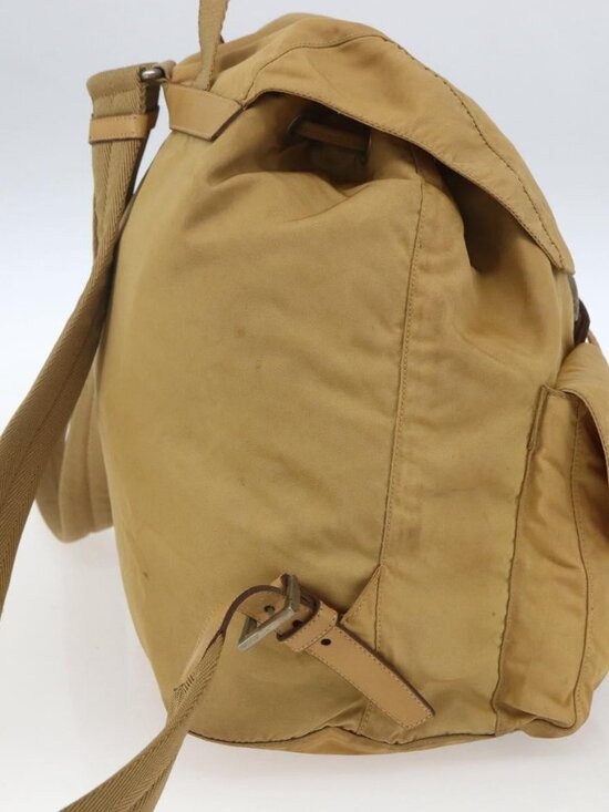 PRADA Backpack Nylon Beige Silver Auth 164263 main image 14